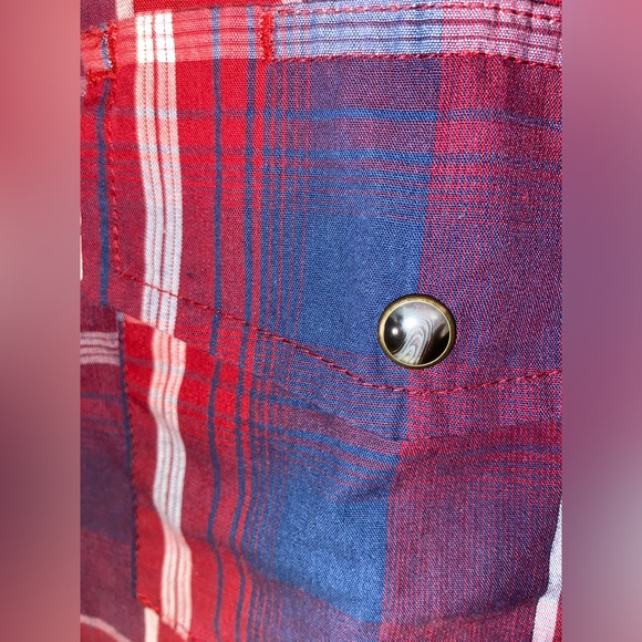 Levi’s Modern Western Plaid Snap Front Long-Sleeve Shirt, Red/Blue, Size XL-EUC - Picture 4 of 6